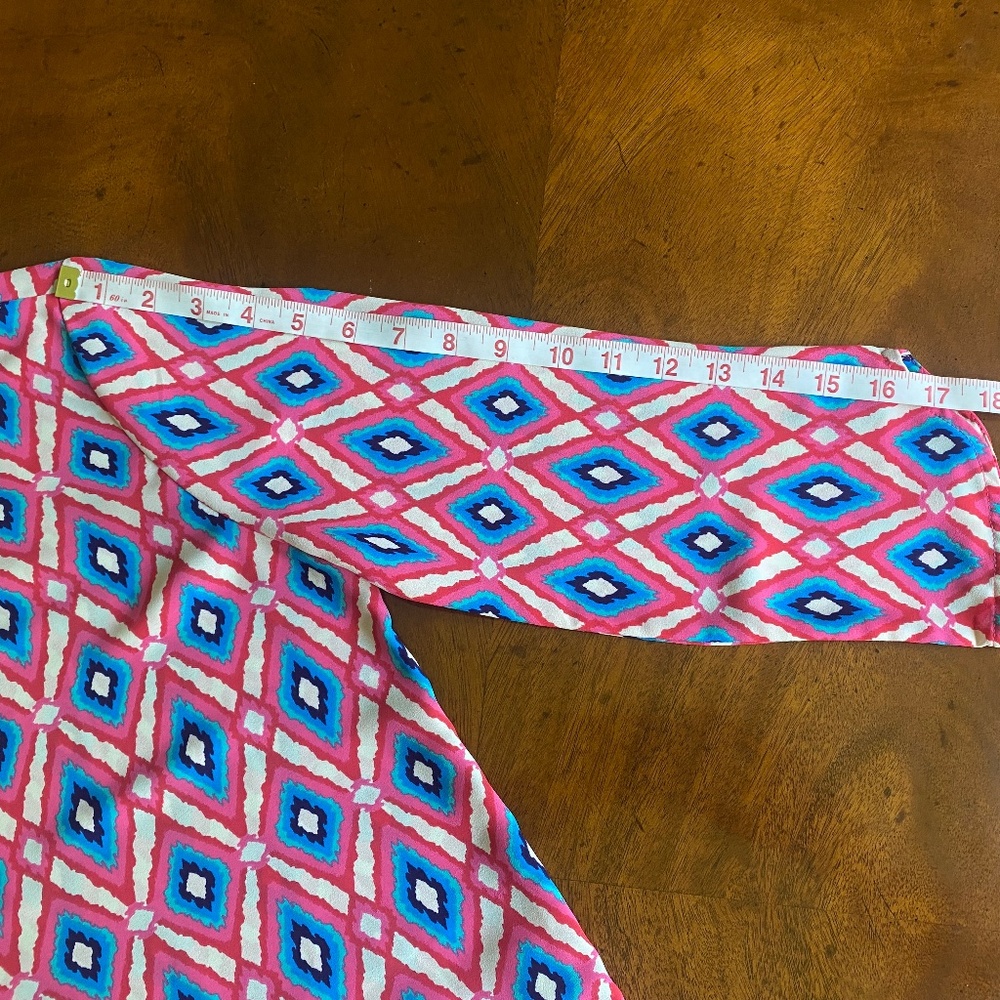 Peach Love California tunic top pink blue diamond pattern Small - Picture 10 of 16
